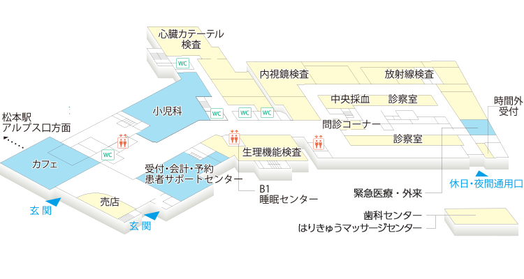 松本協立病院1F総合受付・フロア案内　2021.6月現在